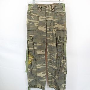 Miss Me Camo Cargo Pants Embroidered Gold Design